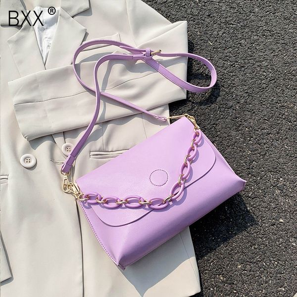 

bxx] pu leather solid color shoulder bags for women 2020 fashion chain design handbag lady totes travel small hand bag hm173