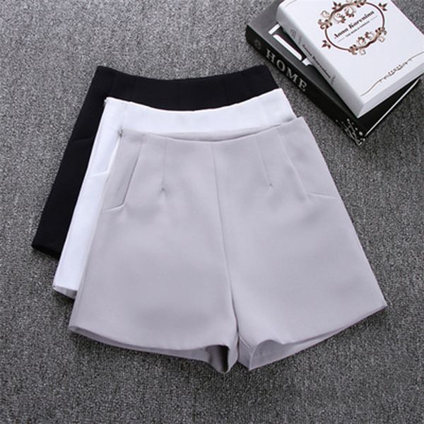 

high waist a-line shorts women solid color short pants ladies shorts 2020 new women summer casual suit, White;black
