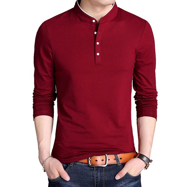 

весна футболка мужчины хлопок футболка полного рукав футболка для мужчин сплошного цвета футболка topstees мода воротник с длинной рубашкой, White;black