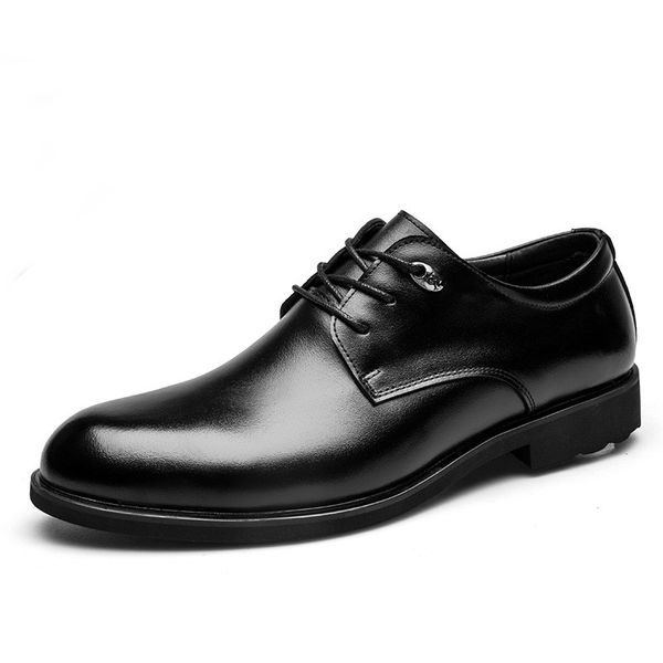 

2020 spring man dress shoes genuine leather loafer shoes gentleman footwear solid color flat heel oxfords zy724, Black