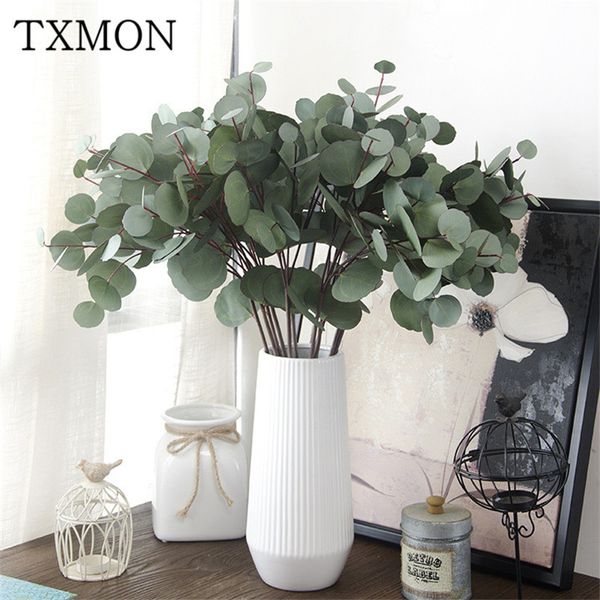 

simulation bouquet wholesale round leaf eucalyptus plant artificial silk flowers home decoration fake flower wedding money leaf