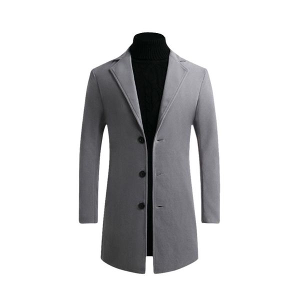 

laamei brand men wool blends coats autumn winter new solid men's wool coats luxurious blends coat male, Black