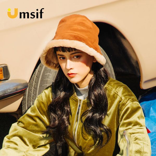 

2018 new winter warm women's thick wool solid color bucket hats female warm wide brim fedoras panama hat for women fisherman cap, Blue;gray