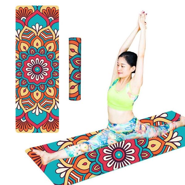 

183*61cm fashion printed suede tpe anti-slip gym fitness exercise pilates yoga mat pad environmental fitness gymnastics mats