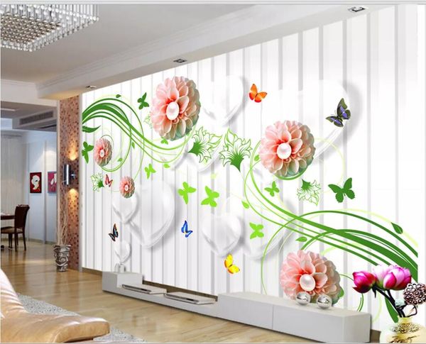 

3d room wallpaper custom p 3d love pearl flower tv background wall decoration painting home improvement art canvas pictures