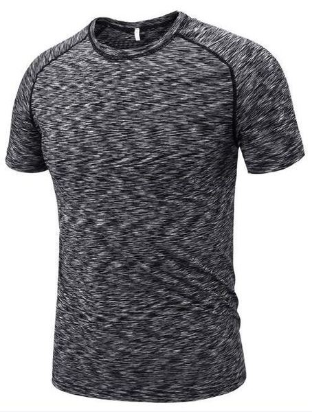

2019 men's tight clothes running short-sleeved quick-drying t-shirt 370, Black;blue