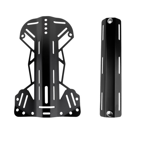 

tech scuba diving aluminum backplate + dive back plate single tank adapter - high strength & sturdy - black