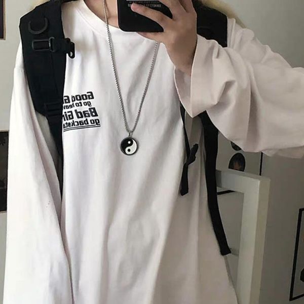 

hip hop восемь диаграммы tai chi черный и белый лучшие друзья ожерелье инь ян ожерелье friendship лучшие мужчины женщины ювелирные изделия, Silver