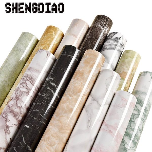 

3m/5m/10m waterproof pvc imitation marble pattern stickers self-adhesive wallpaper window sill wardrobe cabinet table renovation