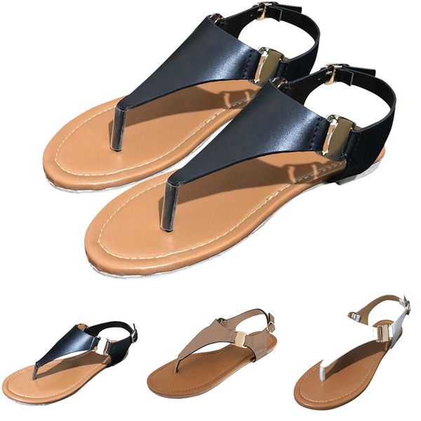 

muqgew vintage women's sandals roman shoes open toe thong sandals summer flip flop ankle strap flat casual shoes slippers lady, Black