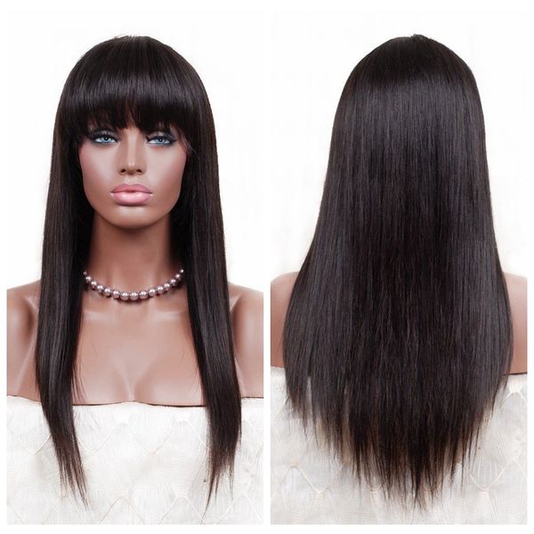

long black wigs for women synthetic lace front wig straight hair with baby hair heat resistant natural wig with bangs