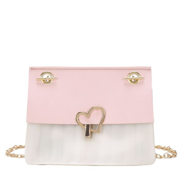 

contrast color leather crossbody bags 2019 summer quality sweet girl women's designer handbag lock chain shoulder messenger bag