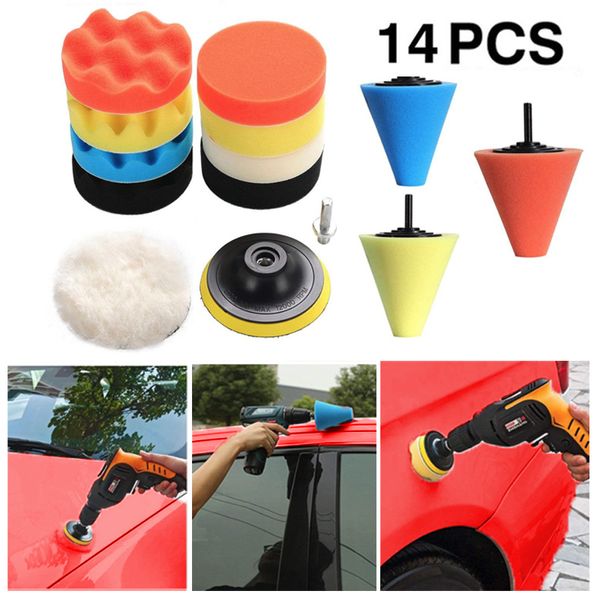 

14pcs/16pcs polishing kit buffing pad 1/3''/6mm wheel polishing cone car body wheels care car styling foam brushes cleaning