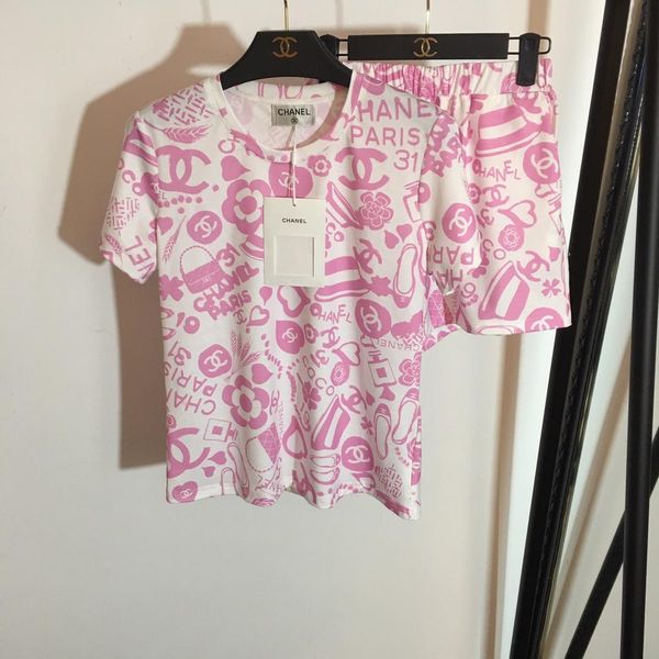 

2019 ummer pink letter print crew neck women 039 top and hort pant women 039 two piece et 051401