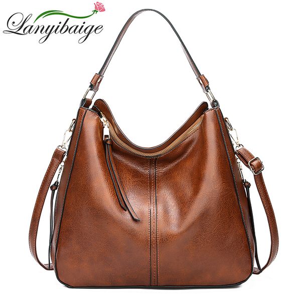 

2018 vintage brown women leather handbags luxury designer shoulder bags brand crossbody bags for women bolso mujer