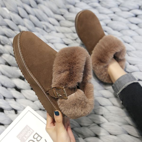 

w- winter warm short tube women's boots snow boots wild students round head wear-resistant non-slip fashion women's, Black