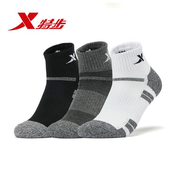 

881139559065 xtep men's socks authentic sports socks breathable new comfort men's flat three pairs/lot, Black