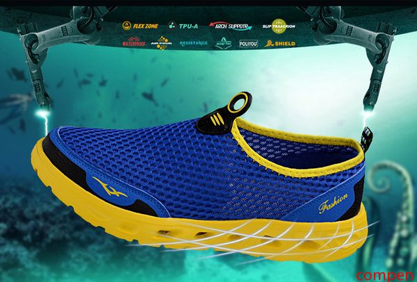 

yellow outdoor aqua shoes mesh breathable water sneakers footwear quick dry lightweight summer men water beach shoes