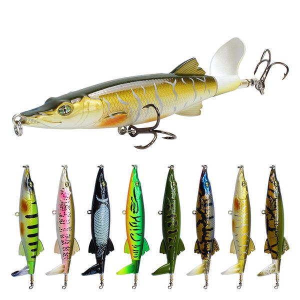 

new pencil spinbait propeller tractor rotation bait 13cm 15.8g floating swimming popper swimbaits rotating spiral tail lure