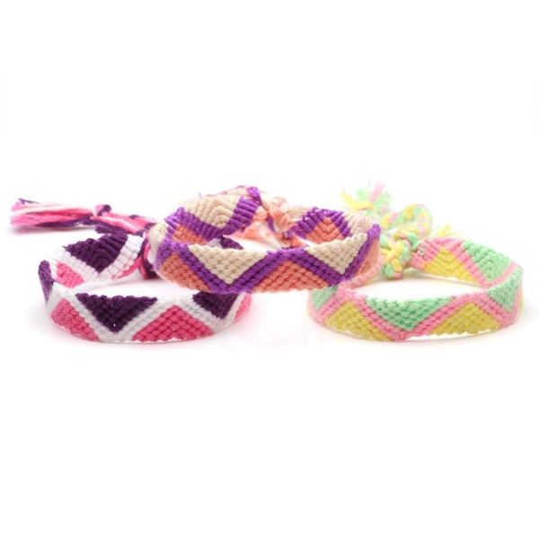 

boho embroidery string wave woven friendship bracelet women men triangle shape three tone thread handmade jewelry gift, Golden;silver