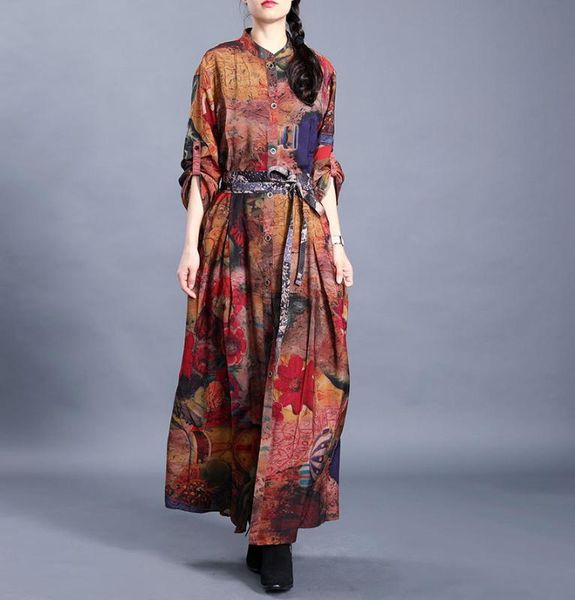 

women loose spring retro trench coat outerwear ladies vintage printed coat female long overcoat 2020 loose, Tan;black