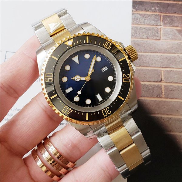 

men's watch deep ceramic bezel sea-dweller sapphire cystal stainless steel glide lock clasp automatic mechanical mens watches lls, Slivery;brown