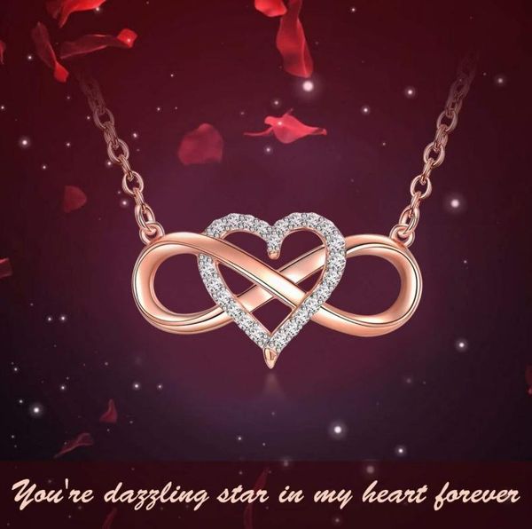 

charming valentine gifts stylish silver white infinity heart pendant chain necklace for women mom girlfriend wife gifts