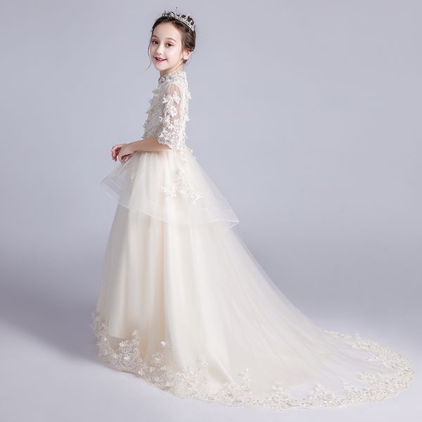 

children' dress princess dress girl' wedding dress, girl' evening dress, presenter' show, piano performance dress, l, White;blue