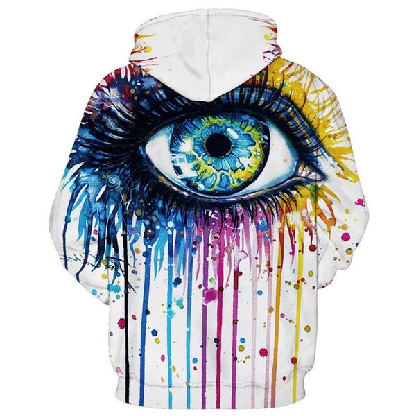 

standard paint fashion stylish men women hooded hoodies 3d print paint eyes thin sweatshirts tracksuits pullovers new harajuku, Black