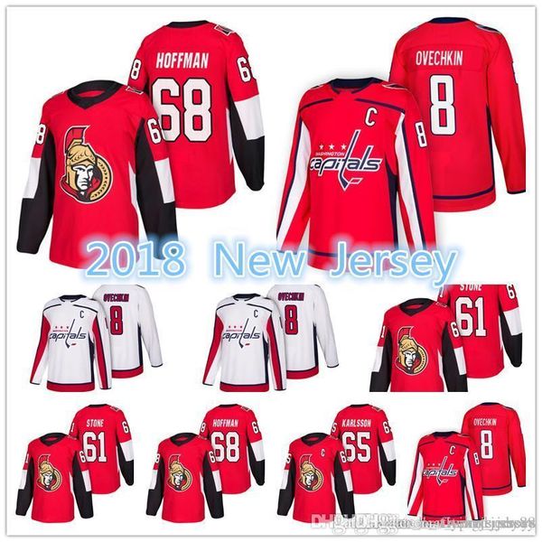 

2018 New Washington Capitals Ottawa Senators Jersey Men's #8 Alex Ovechkin 61 Mark Stone 65 Erik Karlsso 68 Mike Hoffman Jerseys