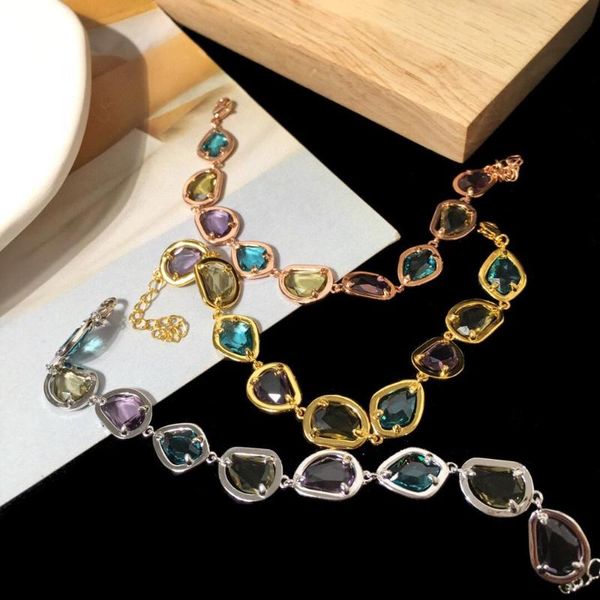 

2020 новый высокой моды нерегулярные красочные кристалл браслет розового золота цвета серебра романтический французский женщин браслет ювели, Black