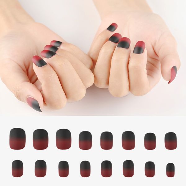 

rosalind 1set fake nails press on nail artificial gel tips with glue sticker art french nail art manicure tips, Red;gold