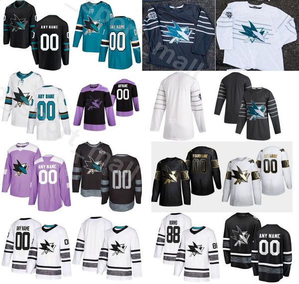 

customized 2020 ice hockey fights cancer 23 barclay goodrow jerseys san jose sharks 19 joe thornton 12 patrick marleau 4 brenden dillon, Black;red