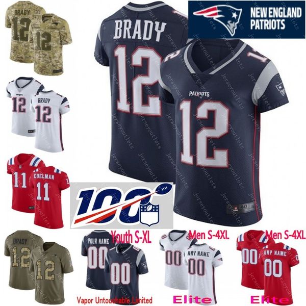 

100th custom patriot jersey devin mccourty men youth women tom brady n'keal harry edelman bruschi josh gordon sony michel winovich elit, Black;red