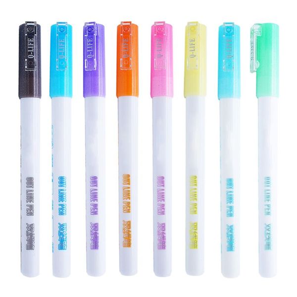 

fluorescent marker double line student diy creative candy color hand copy newspaper painting account mark greeting card pen l29k, Black;red
