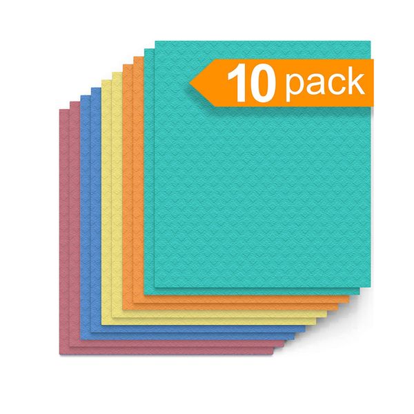 

10pcs kitchen rag dishcloth cellulose sponge cloth reusable super absorbent water absorbent can be reused with good cleaning effect randomly