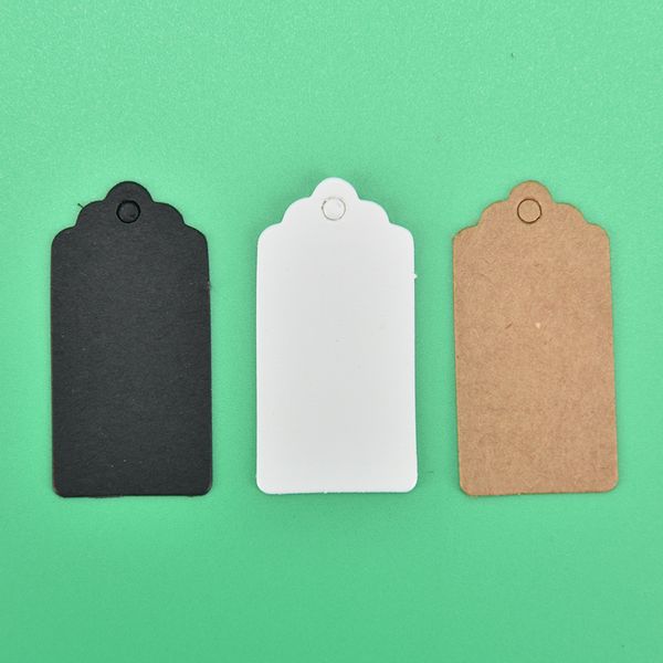 

100 pcs diy kraft paper tags brown lace scallop head label luggage wedding note blank price hang tag kraft gift 4*2cm
