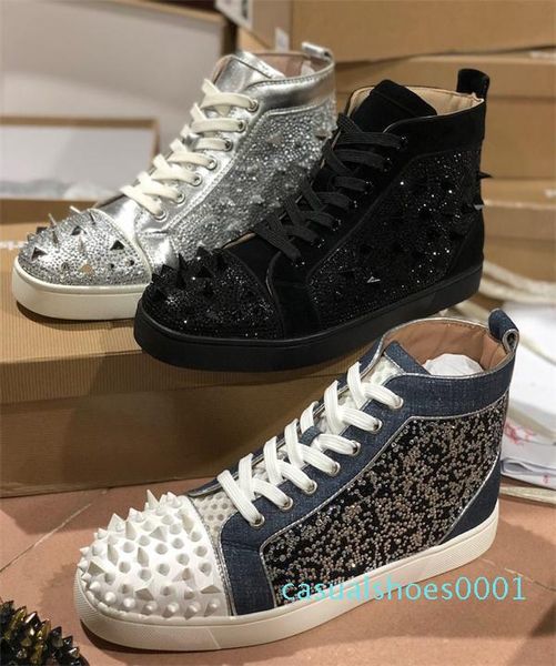 

роскошные orlato кроссовки красные нижние юниорские шипы тренеры мужчины высокие плоские туфли мода танцы обувь для вечеринок ac01, Black