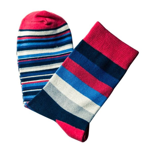 

men boys contrast color block striped long crew socks cotton ribbed knit winter, Black