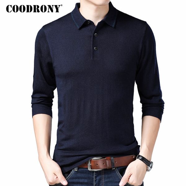 

coodrony brand sweater men turn-down collar knitwear pull homme soft wool pullover men 2019 autumn plus size mens sweaters 91034, White;black