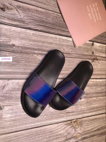 

mule slippers flat designer shoes slippers flexible rubber lovers slipperswith box, Black