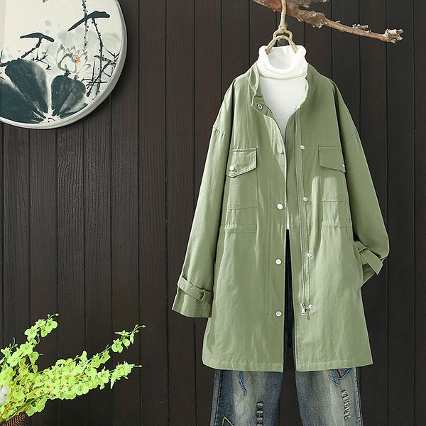 

women's trench coats women spring autumn elegant coat casual long green beige trenca de mujer hh50fy, Tan;black