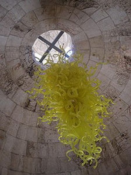 

artist made custom blown glass chandelier yellow big ac110v-220v murano glass ceiling lights with led bubble light