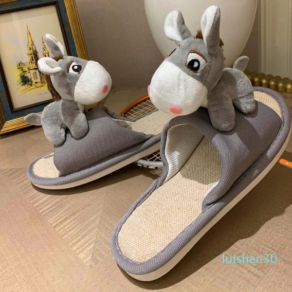 

women home slippers cute cartoon animals shoes casual summer lovely ladies home shoes slipper indoor bedroom couples slippers l30, Black