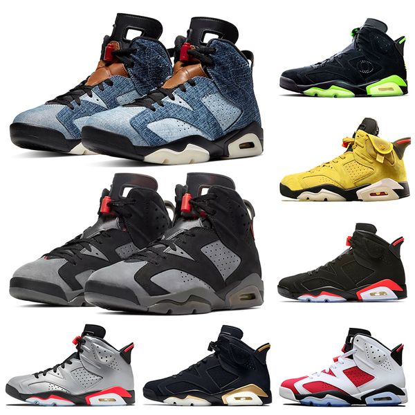 

2020 washed denim 6 6s travis scotts men basketball shoes black infrared dmp 3m reflective tinker mens sports sneakers 7-13 drop shipping