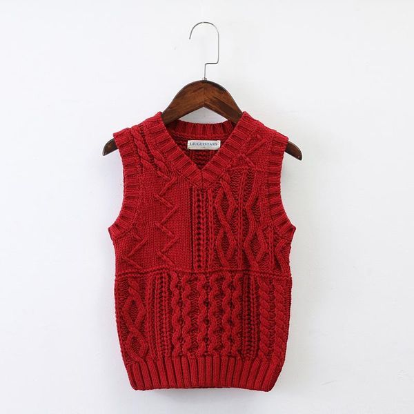 

2020 kids knitted sweaters vest boy clothes cotton baby girl winter clothes children v-neck waistcoat outwear sweater for boys, Blue