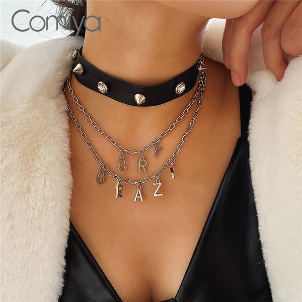 

comiya multi layers necklace for women fashion chocker gold silver color letters pendant statement necklaces mujer bijuteria, Golden;silver