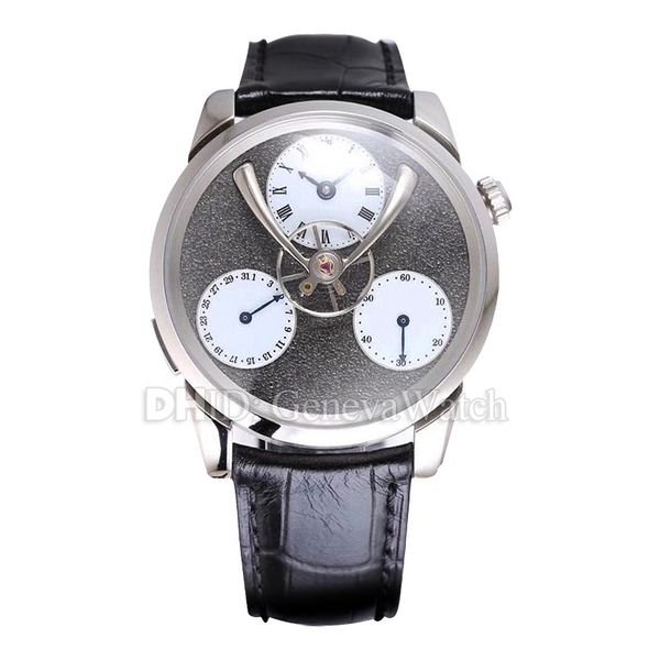 

luxury mens designer watches legacy machine split escapement mechancial automatic watch 43mm steel case sapphire leather band montre de luxe, Slivery;brown