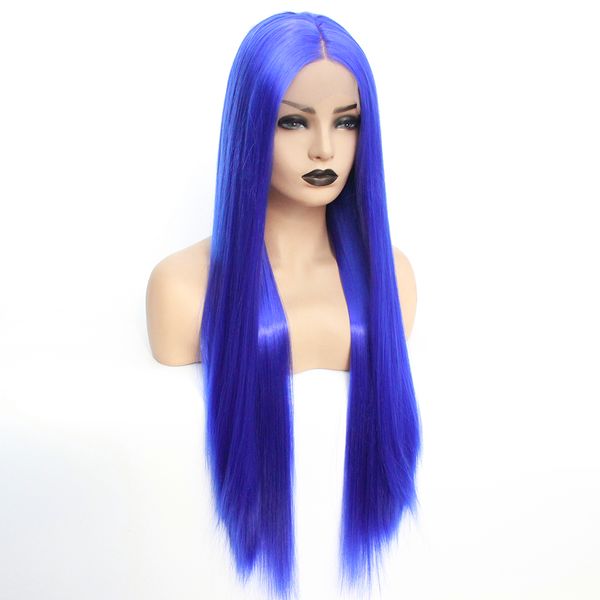 New Halloween Realistic Looking Long Straight Blue Color Cosplay