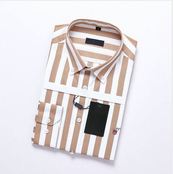 

american brand man shirt classic stripe fashion mens long sleeve shirts designer luxury autumn shirt official new style arrived wuld shirt, White;black